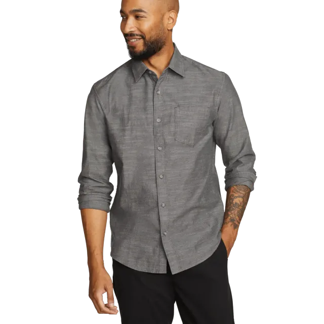 Eddie Bauer Camano cămașă bumbac gri mânecă lungă