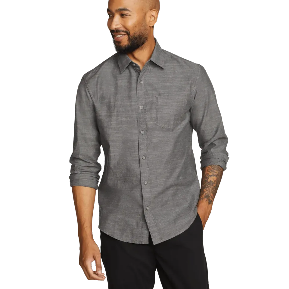 Eddie Bauer Camano cămașă bumbac gri mânecă lungă