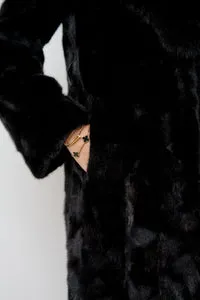 Mareus 596 haină blană vizon neagră Jet Black cu vulpe