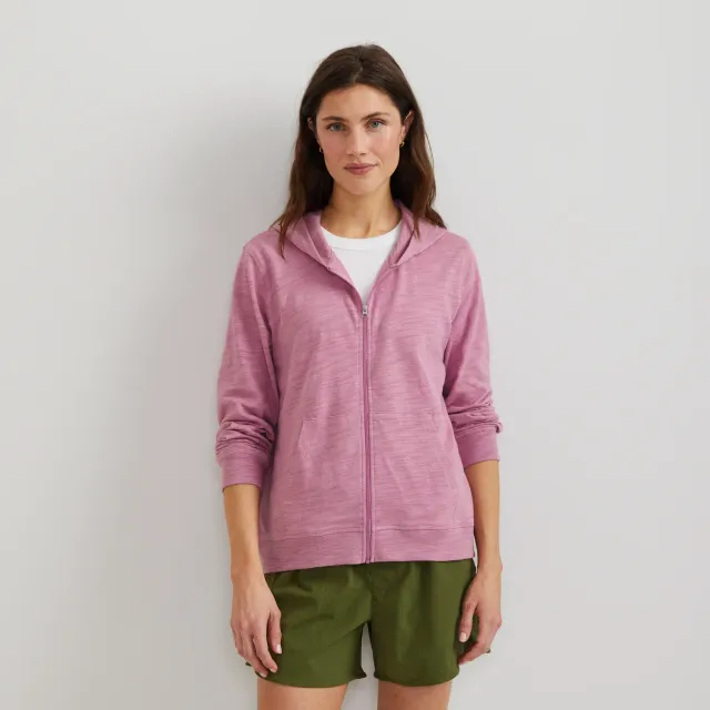 Eddie Bauer Waverly Cotton Slub hanorac Vintage Rose cu fermoar