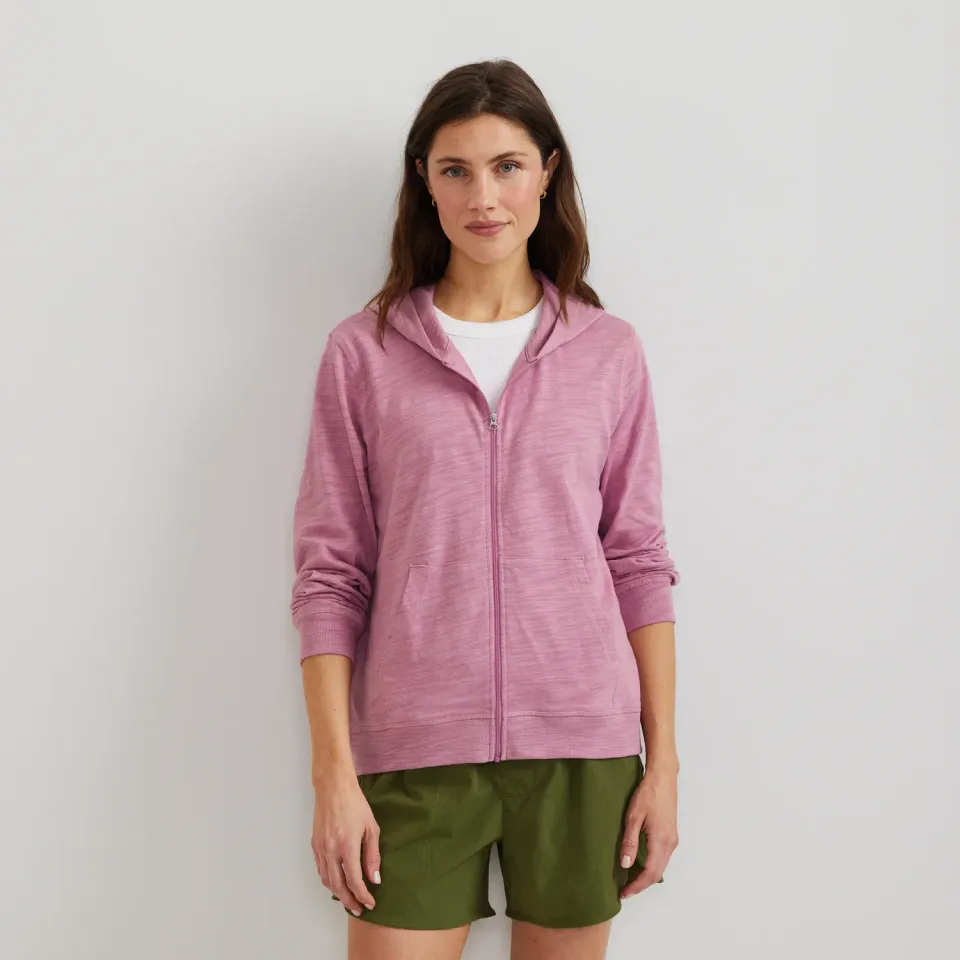 Eddie Bauer Waverly Cotton Slub hanorac Vintage Rose cu fermoar