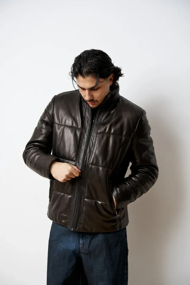 Mareus geaca barbati Onyx Black 608 piele vatelina