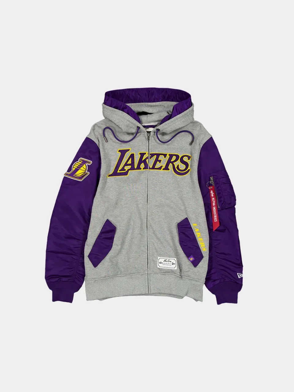 Alpha Industries Los Angeles Lakers x New Era hanorac mov cu fermoar