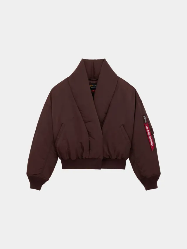 Alpha Industries Shawl Collar Bomber Jacket geaca dama Cocoa puf