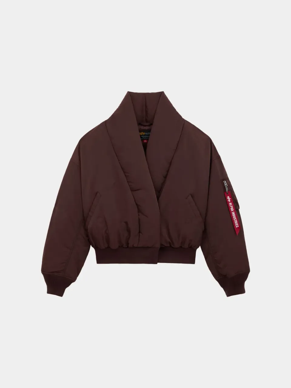 Alpha Industries Shawl Collar Bomber Jacket geaca dama Cocoa puf