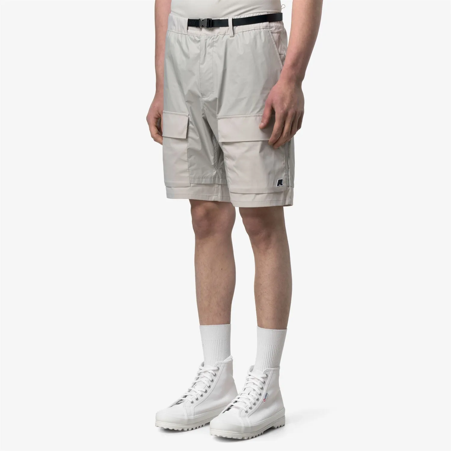 K-Way Breger shorts barbati bej cargo cu carabina