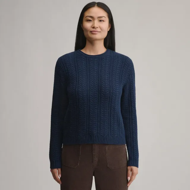 Eddie Bauer Cotton Cable Crew pulover dama bumbac chili calduros
