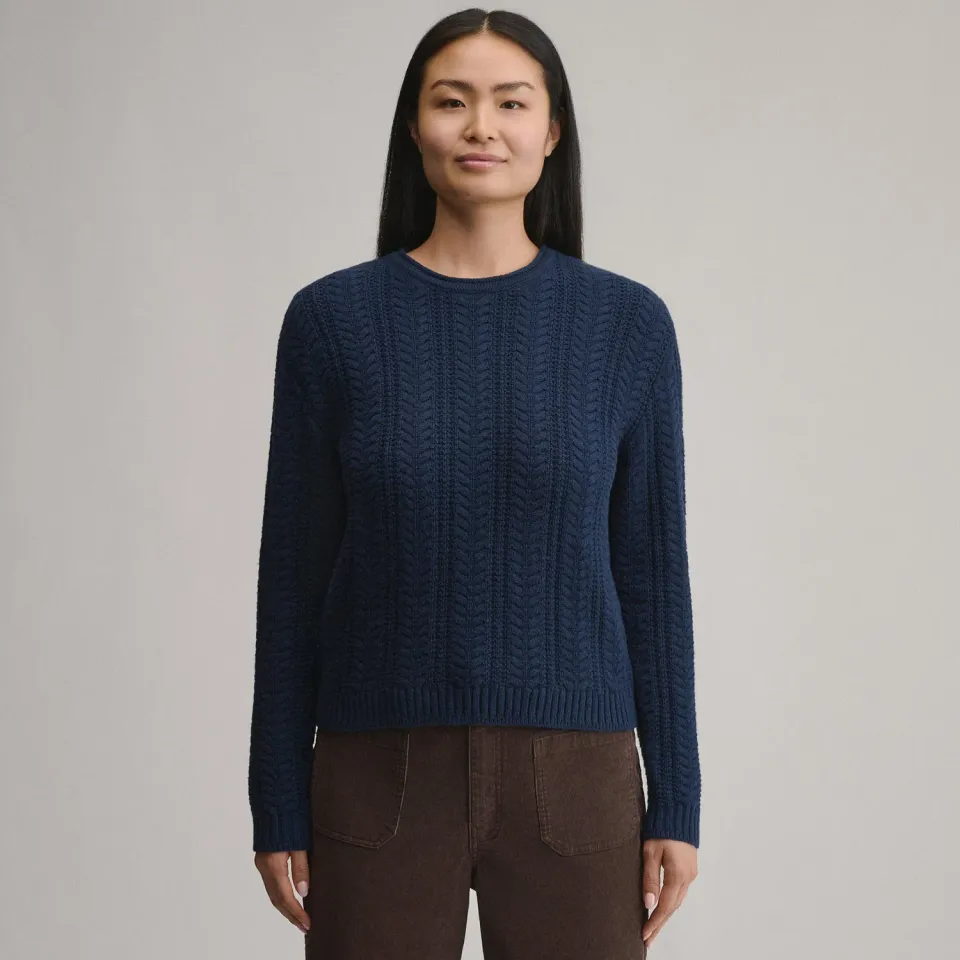 Eddie Bauer Cotton Cable Crew pulover dama bumbac chili calduros