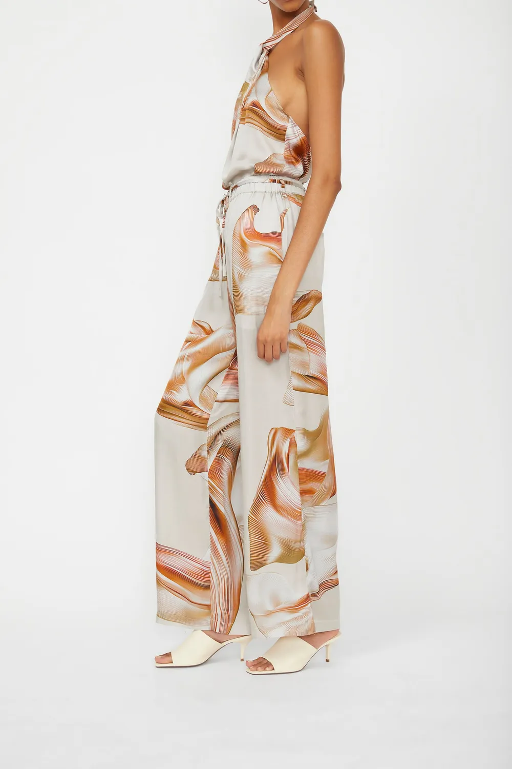 Isabelle Blanche pantaloni satin taupe viscoza
