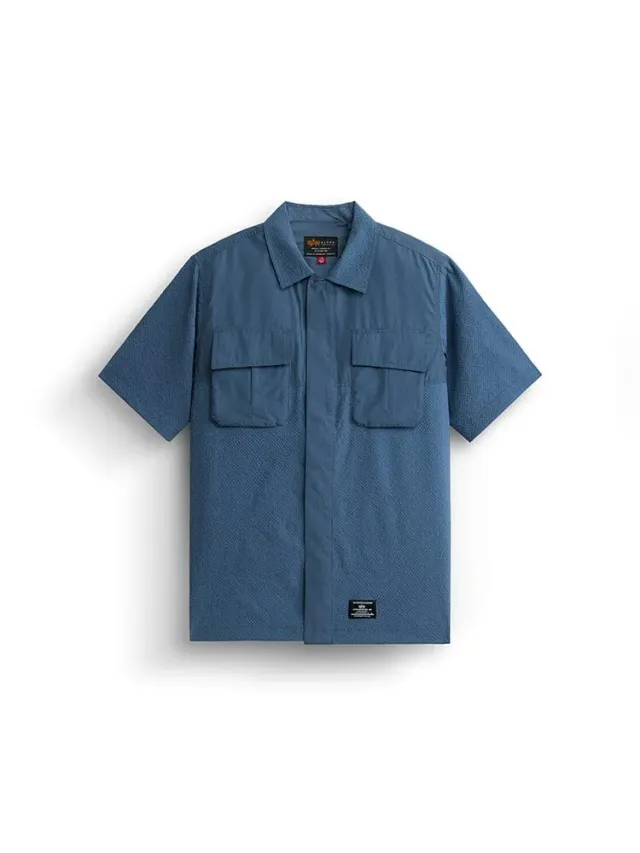 Alpha Industries SS Seersucker Shirt cămașă albastră bumbac