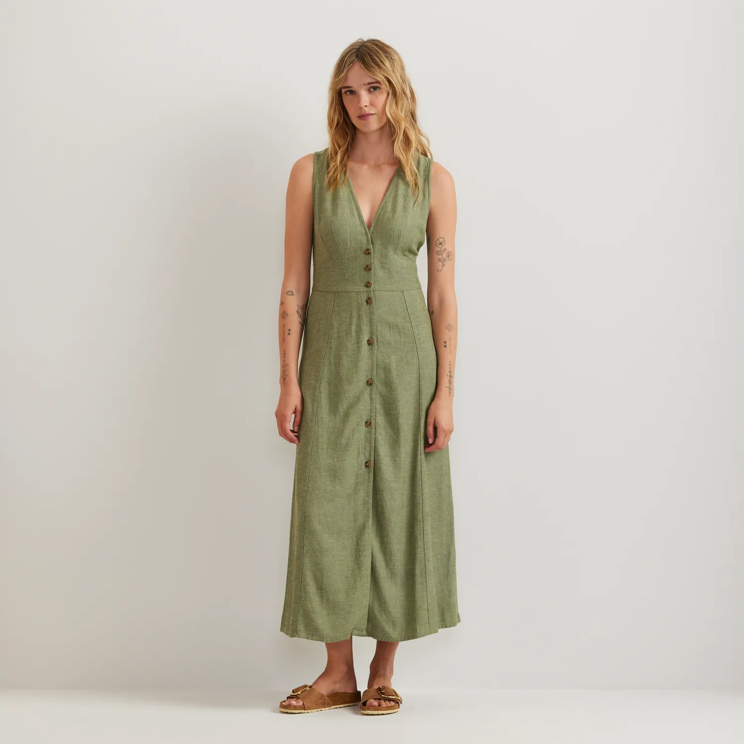 Eddie Bauer rochie midi dama cu nasturi fara maneci