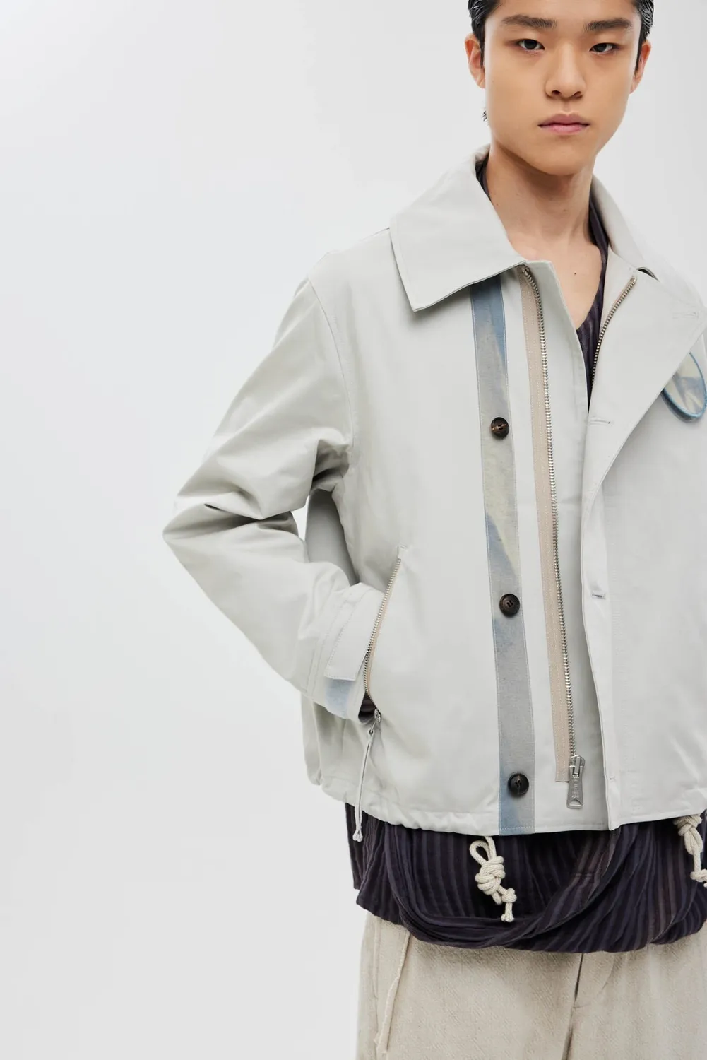 Alpha Industries JiyongKim Wide Collar palton gri deschis