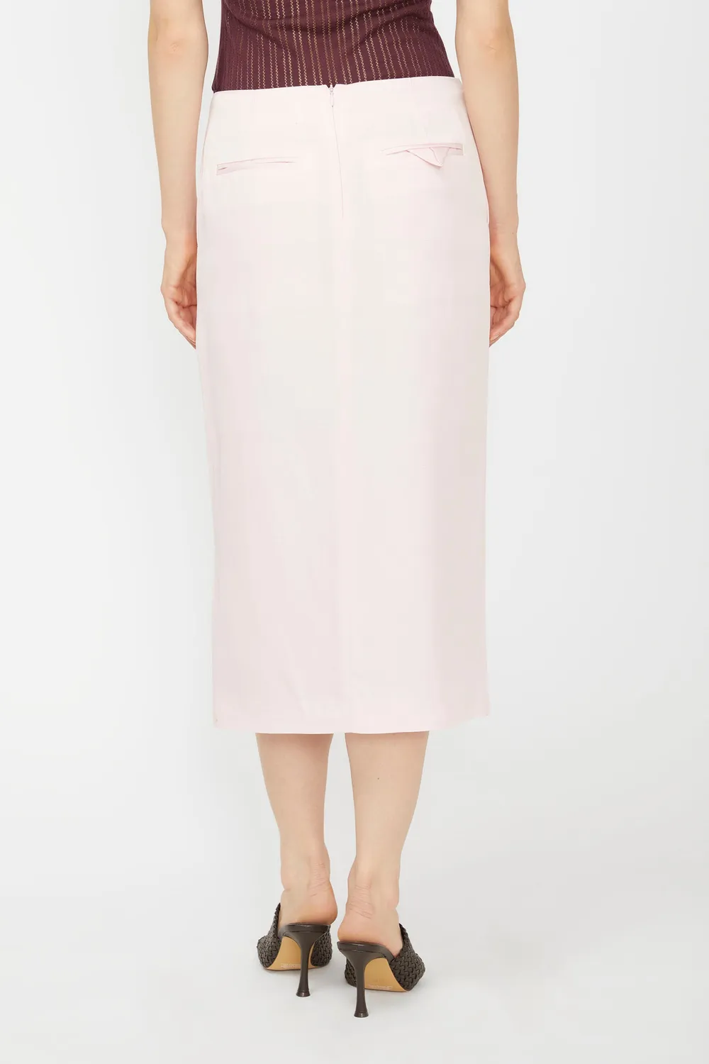 Isabelle Blanche fusta midi pliseuri bleumarin