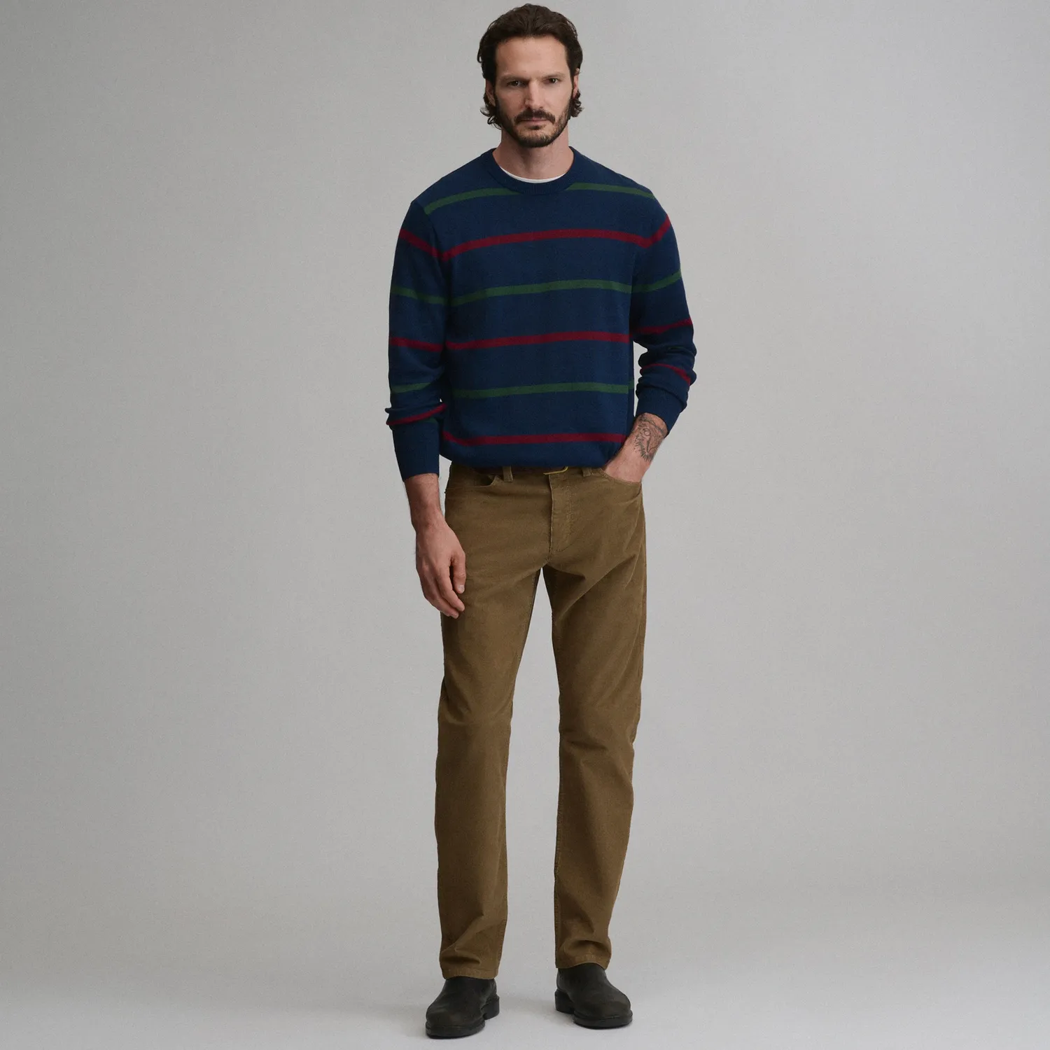 Eddie Bauer Classic Crew Stripe pulover dungi Brook calduros