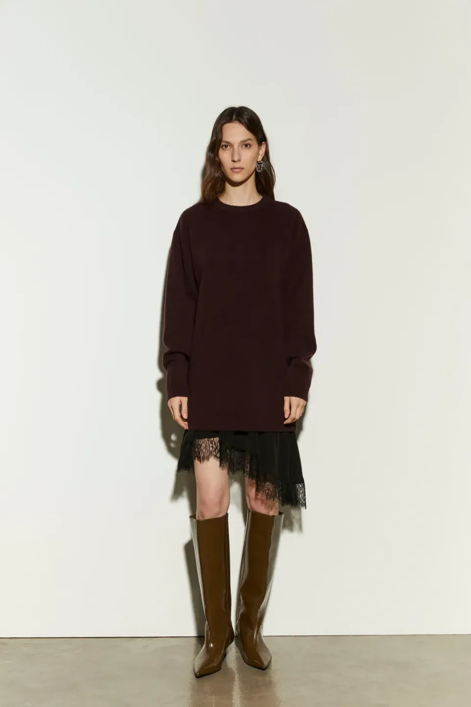 Isabelle Blanche Dress rochie tricotată neagră dantelă