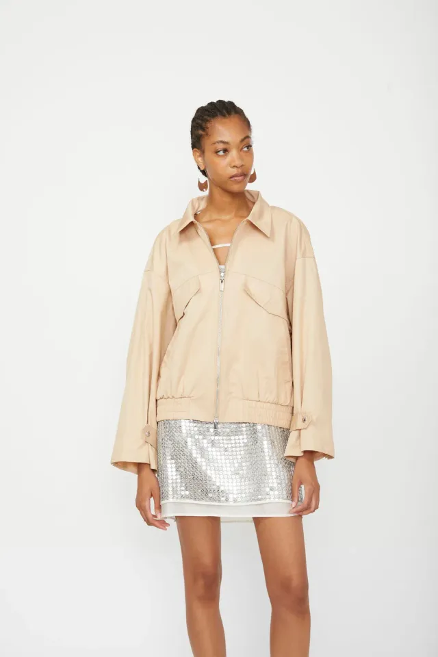 Isabelle Blanche geaca bomber bumbac Dusty Sand cu nod