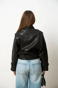 Mareus Carbon Black 627 geaca piele dama oversized