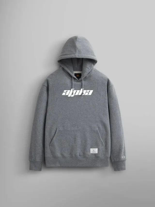 Alpha Industries Alpha Logos Hoodie hanorac gri bumbac gros