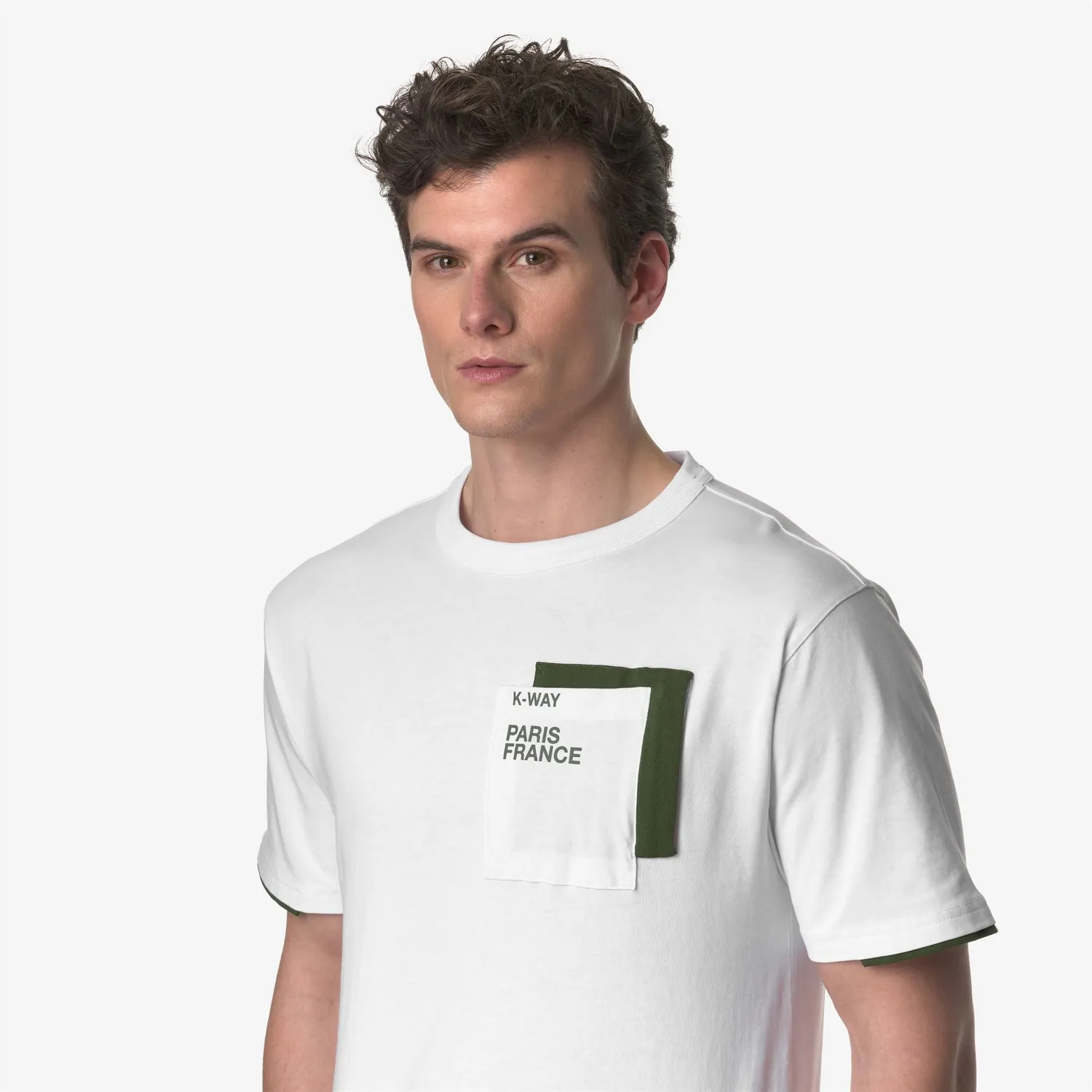 K-Way Fantome Contrast Pockets tricou barbati alb-verde