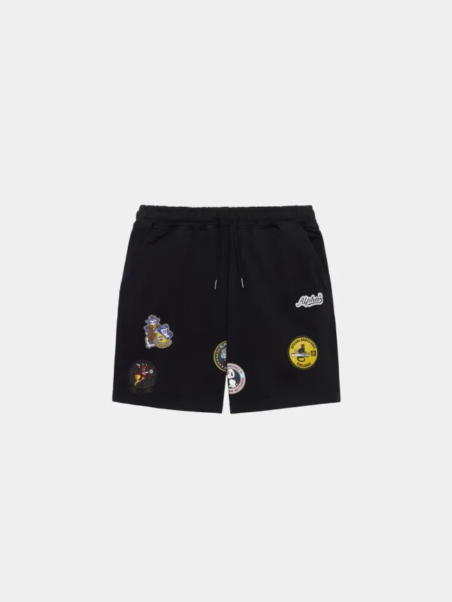 Alpha Industries Patched Jersey șort negru patch-uri