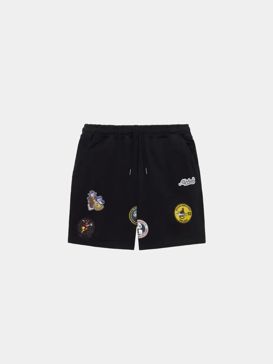 Alpha Industries Patched Jersey șort negru patch-uri