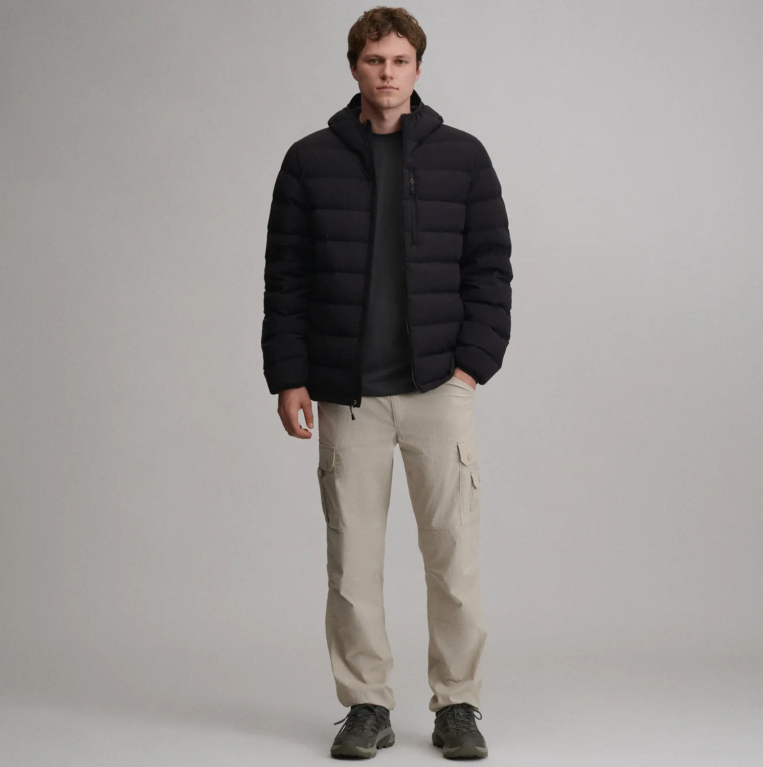 Eddie Bauer EB Stretch geaca barbati negru puf 650