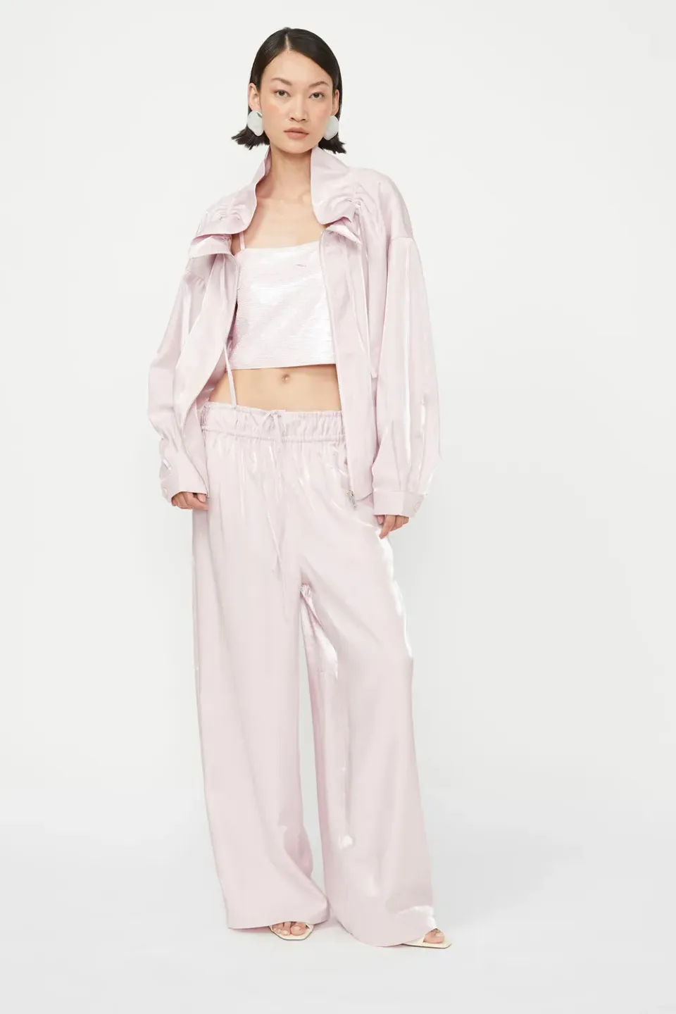 Isabelle Blanche Jacket geaca roz bomber satinata
