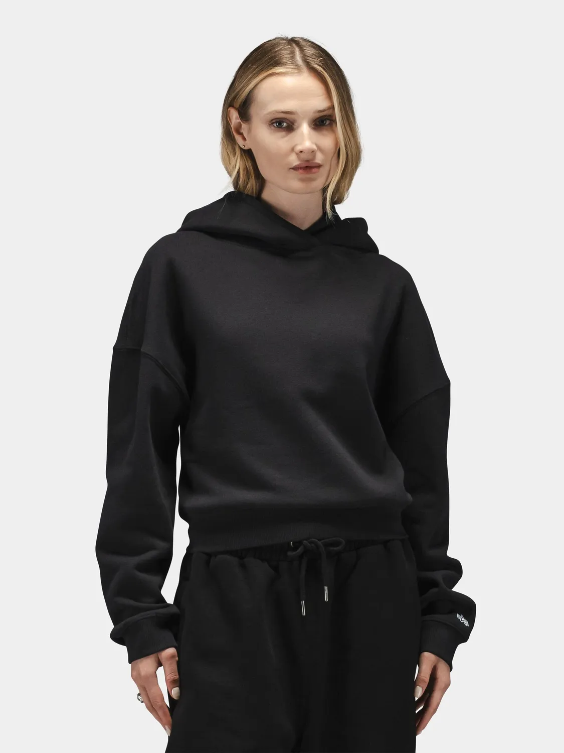 Alpha Industries Essential hanorac cropped dama negru