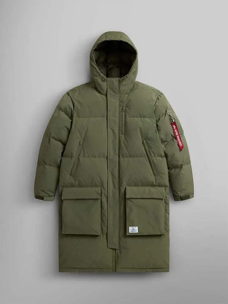 Alpha Industries Long Puffer parka verde puf rezistenta la apa