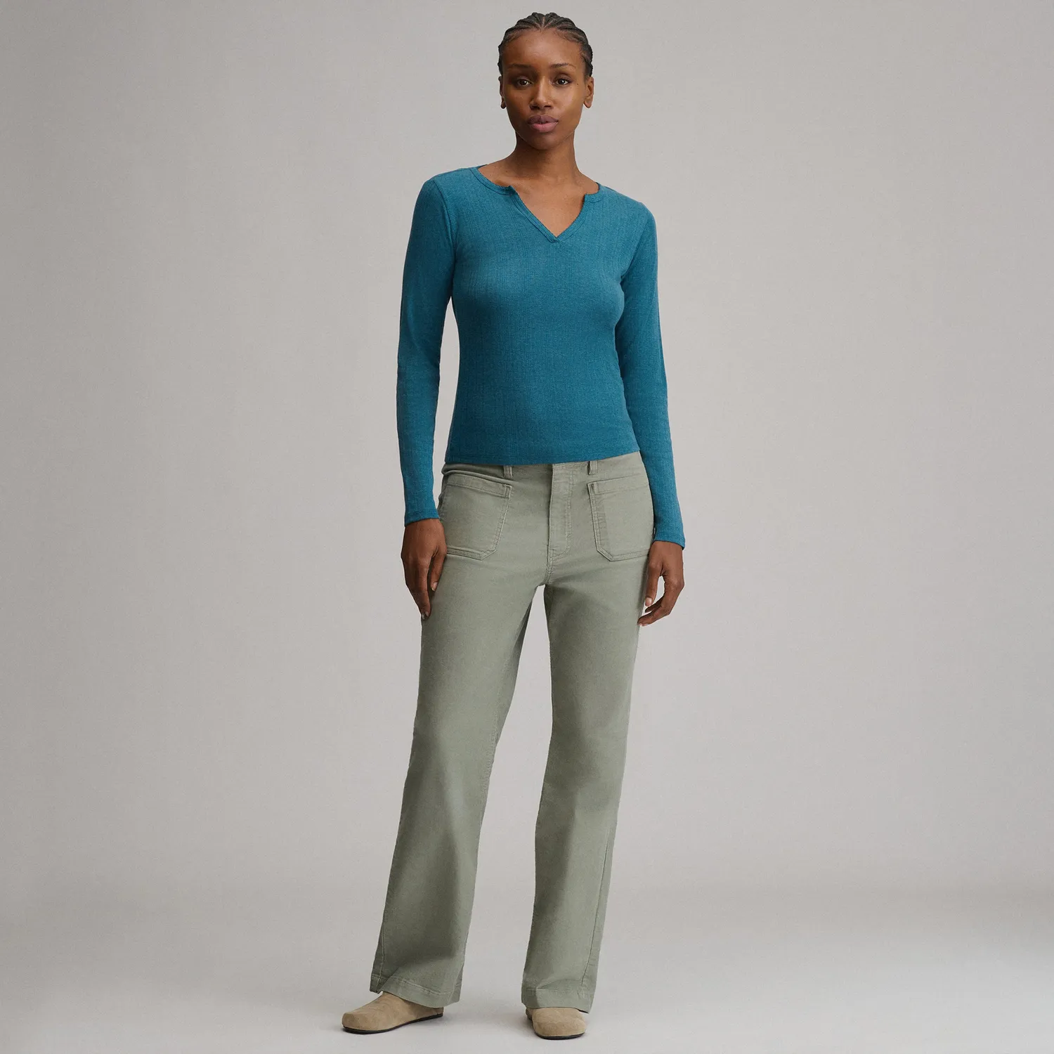 Eddie Bauer Pointelle bluza albastra dama M